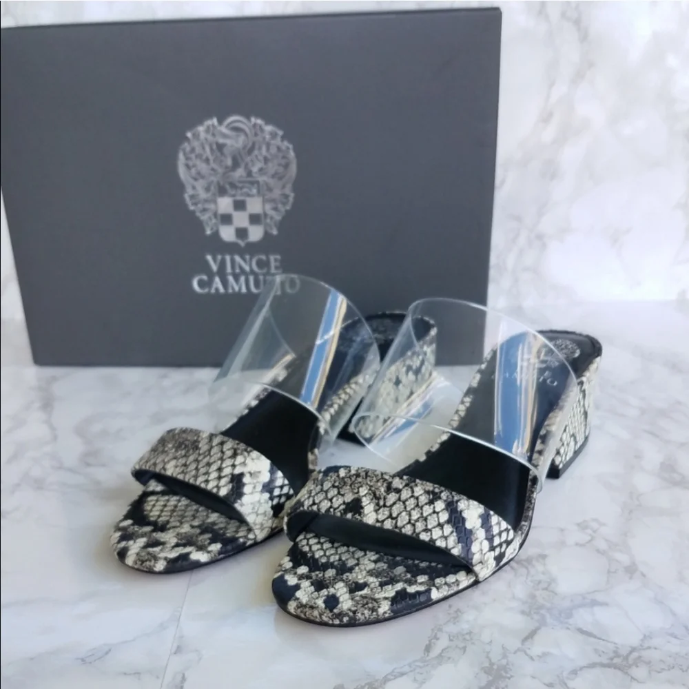 Vince Camuto Snake Print Embossed Open Toe Sandals size 8 - Picture 1 of 16